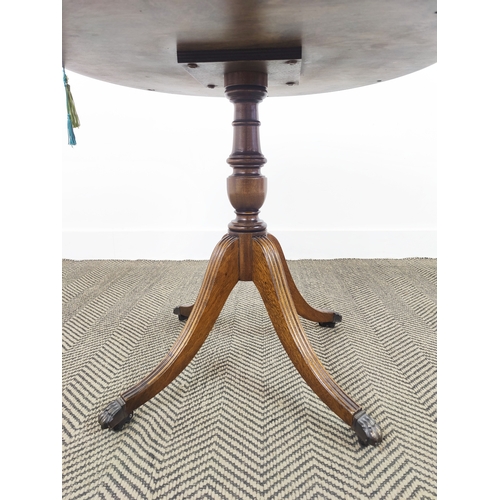 155 - DRUM TABLE, Regency design mahogany with tooled red leather top, 66cm H x 62cm x 62cm.