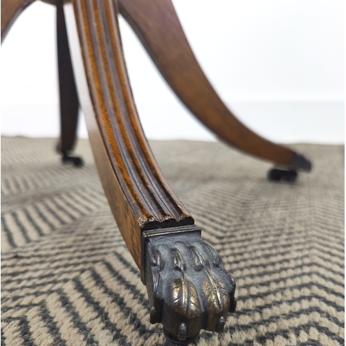 155 - DRUM TABLE, Regency design mahogany with tooled red leather top, 66cm H x 62cm x 62cm.