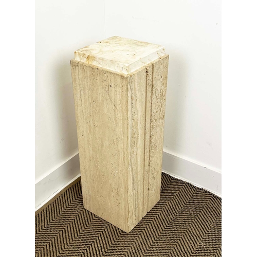 156 - TRAVERTINE PEDESTAL, 1970s Italian, 70cm H x 24cm x 24cm.