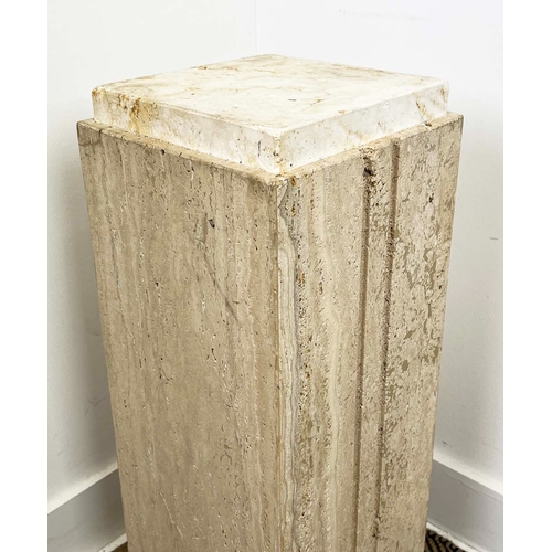 156 - TRAVERTINE PEDESTAL, 1970s Italian, 70cm H x 24cm x 24cm.