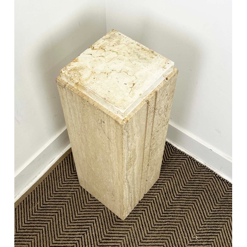 156 - TRAVERTINE PEDESTAL, 1970s Italian, 70cm H x 24cm x 24cm.