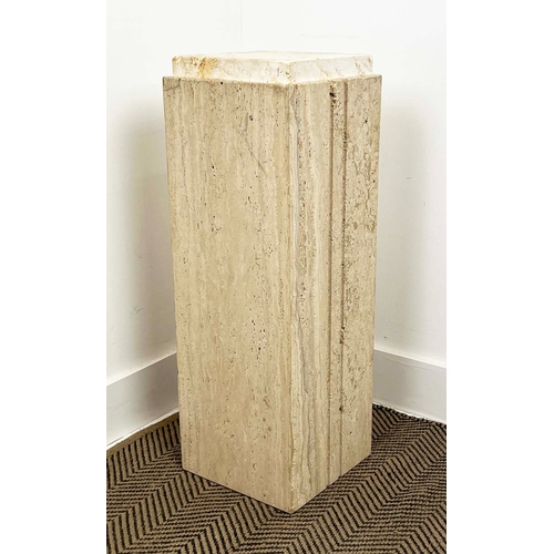 156 - TRAVERTINE PEDESTAL, 1970s Italian, 70cm H x 24cm x 24cm.