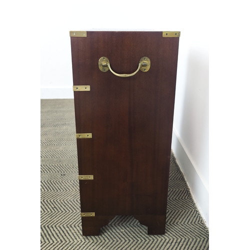 168 - CAMPAIGN STYLE CHEST, mahogany and brass bound with slide above five drawers, 73cm H x 61cm W x 30cm... 