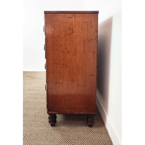 170 - BOWFRONT CHEST, George IV mahogany of five drawers, 104cm H x 107cm W x 52cm D.