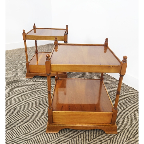 171 - LAMP TABLES, a pair, Georgian style yewwood, each with base drawer, 56cm H x 50cm W x 50cm D. (2)