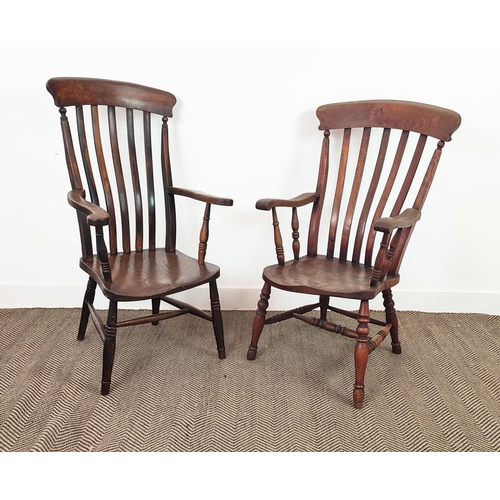 172 - WINDSOR ARMCHAIR, Victorian elm and beechwood, 105cm H x 55cm W, and another similar armchair, 111cm... 