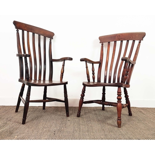 172 - WINDSOR ARMCHAIR, Victorian elm and beechwood, 105cm H x 55cm W, and another similar armchair, 111cm... 