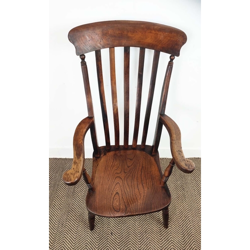 172 - WINDSOR ARMCHAIR, Victorian elm and beechwood, 105cm H x 55cm W, and another similar armchair, 111cm... 