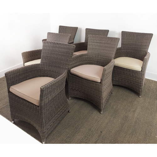 340 - ALEXANDER ROSE 'MONTE CARLO' GARDEN CHAIRS, a set of six, with loose seat cushions, 90cm H x 61cm W ... 