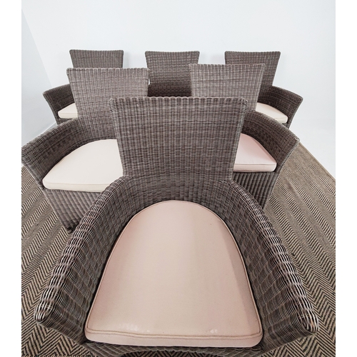 340 - ALEXANDER ROSE 'MONTE CARLO' GARDEN CHAIRS, a set of six, with loose seat cushions, 90cm H x 61cm W ... 