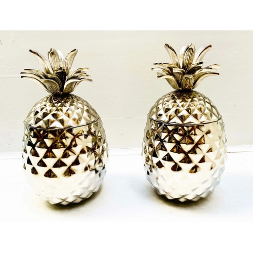 352 - PINEAPPLE ICE BUCKETS, a pair, polished metal, 35cm H x 18cm W x 18cm D. (2)