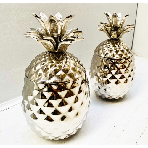 352 - PINEAPPLE ICE BUCKETS, a pair, polished metal, 35cm H x 18cm W x 18cm D. (2)