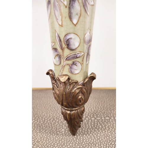 371 - WALL SCONCES, a pair, parrot design ceramic and gilt metal, 78cm H x 50cm W. (2)