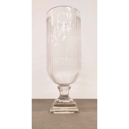 391 - HURRICANE LAMPS, a pair, cut glass, 41cm H. (2)