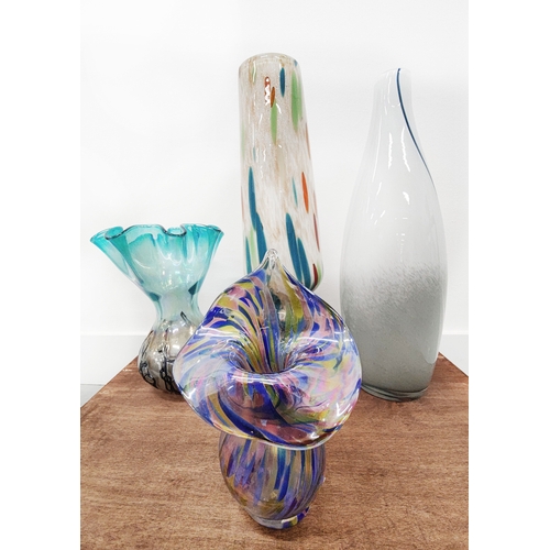 399 - MURANO STYLE VASES, a set of four, various styles and sizes, largest 41cm H. (4)