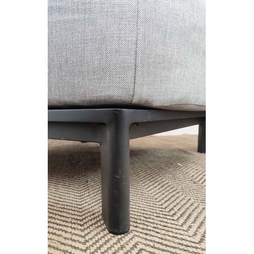 405 - CONRAN ARMCHAIRS, a pair, with light grey upholstery on black metal supports, 74cm H x 79cm W x 80cm... 