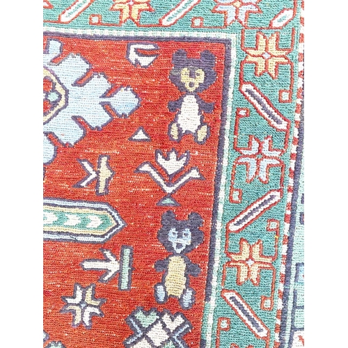 53 - VINTAGE CAUCASIAN SOUMAK CARPET, KAZAK DESIGN, 248cm x 160cm.