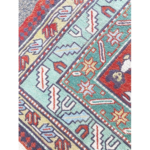 53 - VINTAGE CAUCASIAN SOUMAK CARPET, KAZAK DESIGN, 248cm x 160cm.