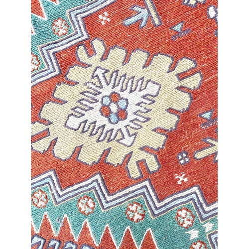 53 - VINTAGE CAUCASIAN SOUMAK CARPET, KAZAK DESIGN, 248cm x 160cm.