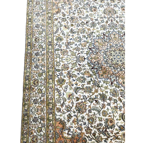 55 - FINE PURE SILK HEREKE DESIGN CARPET, 273cm x 170cm.