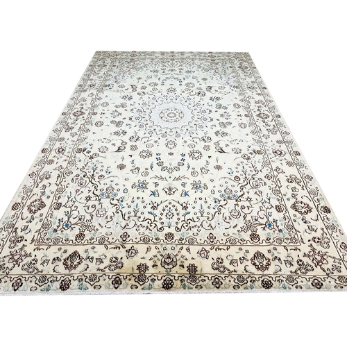 63 - FINE PART SILK PERSIAN NAIN CARPET, 304cm x 203cm.