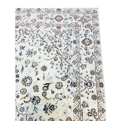 63 - FINE PART SILK PERSIAN NAIN CARPET, 304cm x 203cm.