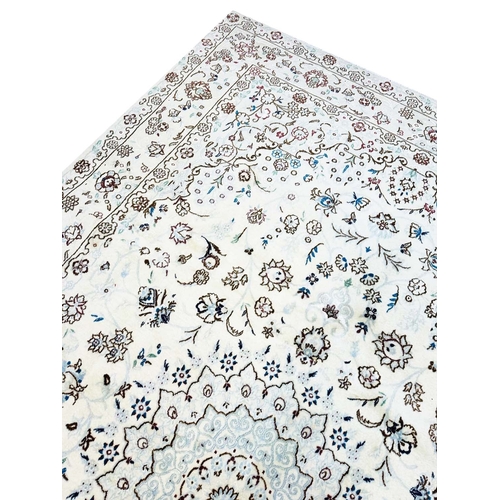 63 - FINE PART SILK PERSIAN NAIN CARPET, 304cm x 203cm.