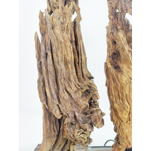 74 - TABLE LAMPS, a pair, driftwood, 70cm H x 18cm W. (2)