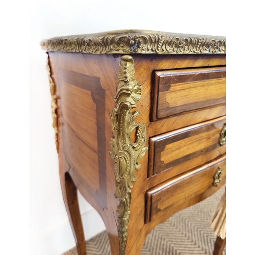 80 - TABLE DE NUIT, Louis XV kingwood and gilt metal mounted of three drawers, 69cm H x 43cm W x 31cm D, ... 