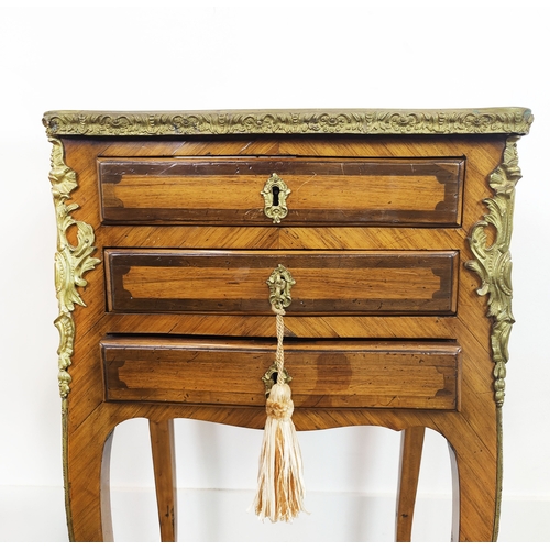 80 - TABLE DE NUIT, Louis XV kingwood and gilt metal mounted of three drawers, 69cm H x 43cm W x 31cm D, ... 