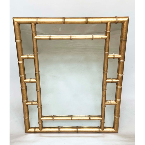 85 - 'BAMBOO' WALL MIRROR, gilt framed faux bamboo rectangular with marginal plates, 122cm W x 99cm W.