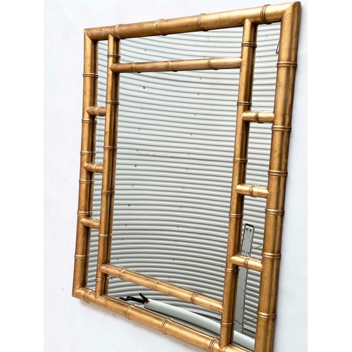 85 - 'BAMBOO' WALL MIRROR, gilt framed faux bamboo rectangular with marginal plates, 122cm W x 99cm W.