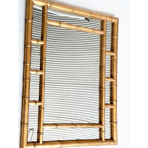 85 - 'BAMBOO' WALL MIRROR, gilt framed faux bamboo rectangular with marginal plates, 122cm W x 99cm W.