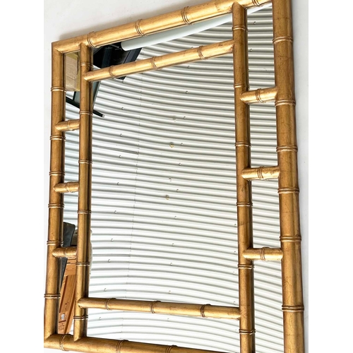 85 - 'BAMBOO' WALL MIRROR, gilt framed faux bamboo rectangular with marginal plates, 122cm W x 99cm W.