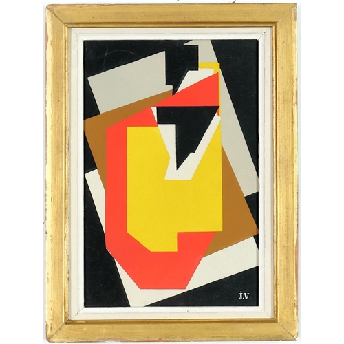 39 - JACQUES VILON, Abstract pochoir in six colours, 1953, signed in the plate, French vintage frame, 28.... 