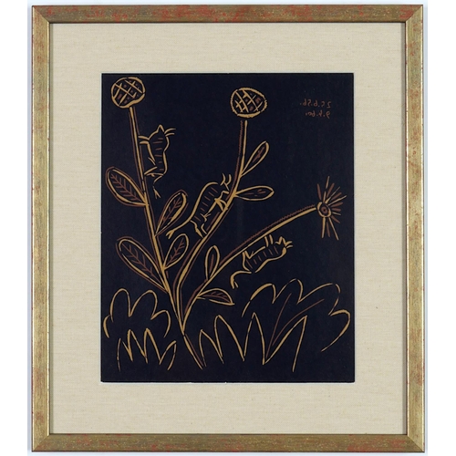 41 - PABLO PICASSO, a pair of Linocuts, dated in the plate, suite: Linogravures 1962, Bull Flower and Bus... 