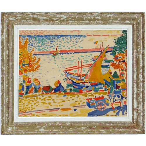 46 - ANDRE DERAIN, Port de Collioure, signed in the plate, French Montparnasse frame, 43cm x 54cm. (Subje... 