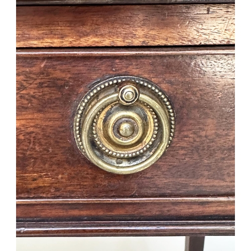 84 - WRITING TABLE, George III period mahogany, with full width frieze drawer and inner chamfered square ... 