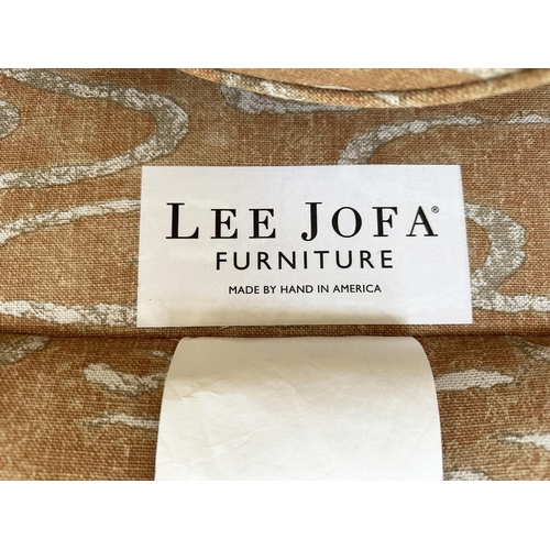 94 - ARMCHAIRS BY LEE JOFA, a pair, tub form with rounded back and scroll arms, in printed linen union. 8... 