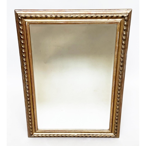 95 - WALL MIRROR, carved giltwood with rope moulded rectangular frame, 106cm H x 77cm W.