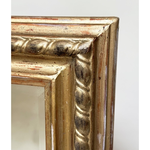 95 - WALL MIRROR, carved giltwood with rope moulded rectangular frame, 106cm H x 77cm W.