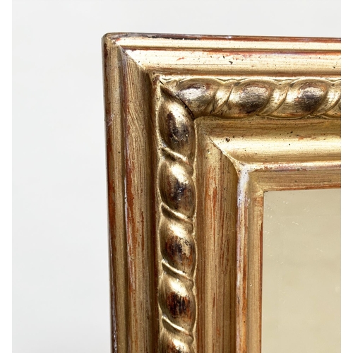 95 - WALL MIRROR, carved giltwood with rope moulded rectangular frame, 106cm H x 77cm W.