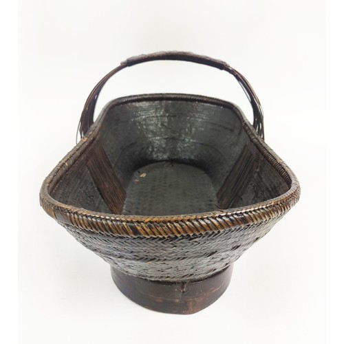 5 - CHINESE WOVEN BAMBOO AND RATTAN BASKETS, along with various wooden vessels. (10)