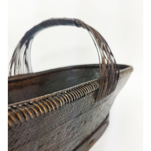 5 - CHINESE WOVEN BAMBOO AND RATTAN BASKETS, along with various wooden vessels. (10)