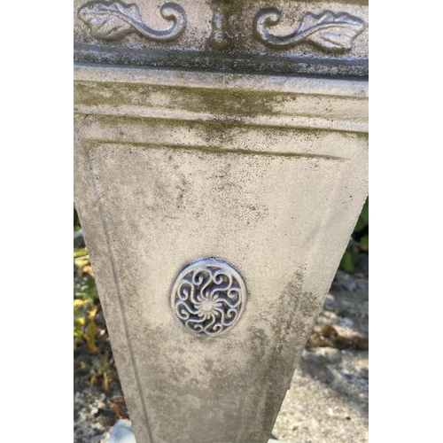 180 - SUNDIAL, early 20th century cast iron with bronze dial, 95cm H x 35cm W x 35cm D.