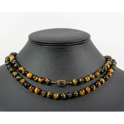 13 - A COLLECTION OF ASSORTED COSTUME JEWELLERY, comprising Tigers Eye bead necklace, coral multistrand n... 