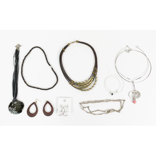 14 - A COLLECTION OF ASSORTED SILVER AND WHITE METAL JEWELLERY, including a pendant necklace, with a rhod... 