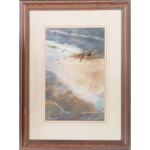 17 - ROBERT BRINDLEY (b.1949), 'Evening on the beach', watercolour, 37cm x 25cm, framed, The Mall Galleri... 