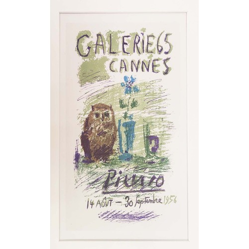 27 - PABLO PICASSO, Galerie 65 Cannes', exhibition poster, 25cm x 18cm, framed.