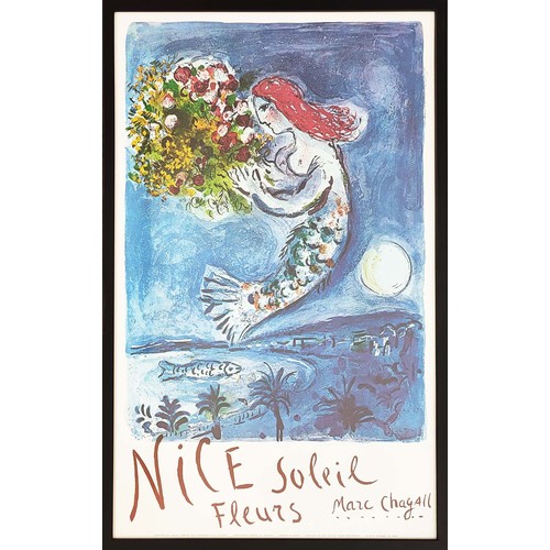 28B - MARC CHAGALL, 'Nice, Solell Fleurs', original poster published 1962, printed Mourlot, Paris.